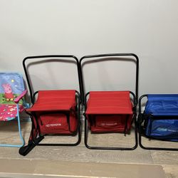 3 Camping Cooler Chairs & Kid’s Peppa Pig Camping Chair (GOOD CONDITION) - $85