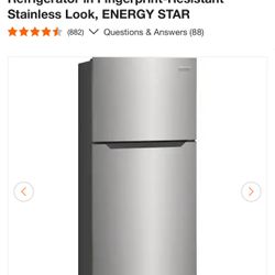 New In The Box. 28 in. 18 cu. ft. Top Freezer Refrigerator in Fingerprint-Resistant Stainless Look, ENERGY STAR