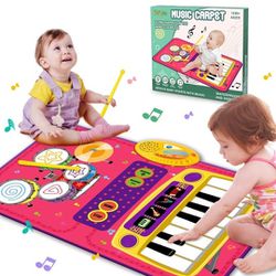 New Gifts, Piano Mat Baby Toys for 1 Year Old Girl, 2 in 1 Toddler Music Mat with Keyboard & Drum, Early Educational Musical Toys First Birthday Gifts