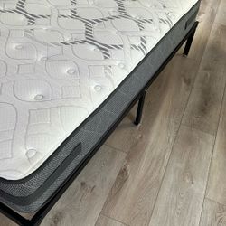 Twin bed mattress, and frame