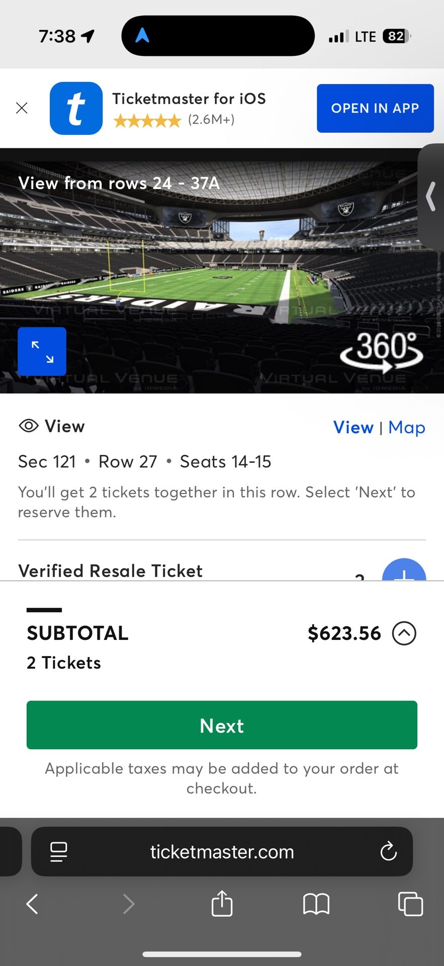 Raiders Tickets $200 Ea