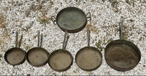Vintage copper pan/brass handles, HEAVY