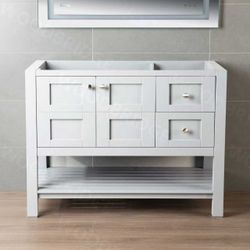 Sydney 42”*21” Solid Wood Bathroom Vanity Base Only /1 Soft Closing Door And 2 Full Extension Solid Wood Dovetail Drawers/white Vanity Color.