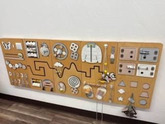 NEW 5 Panels All Wood Big Easy Montessori Sensory Learning Busy Activity Set Baby Kid ADHD Autism