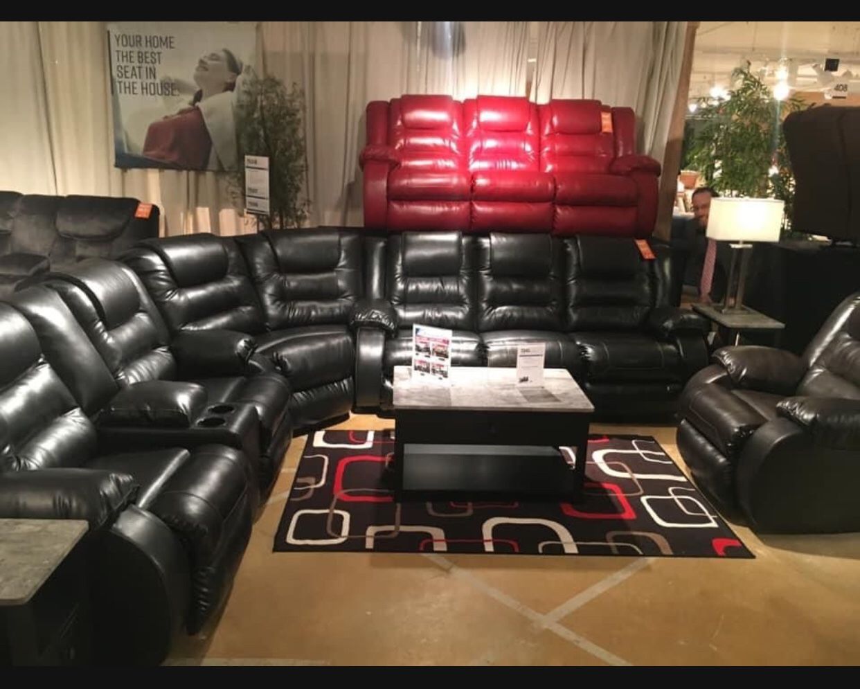 Vacherie Faux Leather Black/ Brown/ Red Sectional /sofa/couch💥 Brand New✅