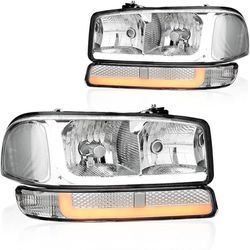 LED Headlights for GMC Sierra 1500/2500HD/3(contact info removed)-2007 & Yukon 1(contact info removed), Chrome Housing