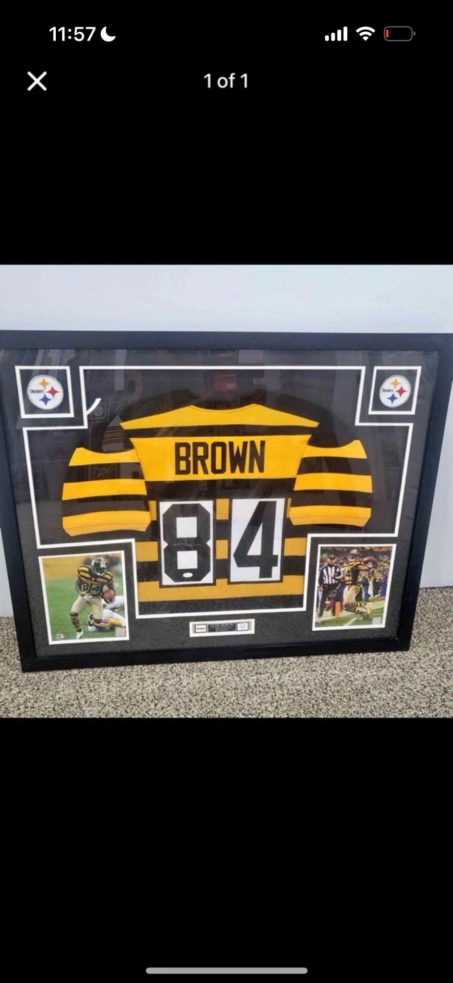Antonio Brown Signed Steelers Jersey JSA Authenticated Framed 41x32 Bumblebee