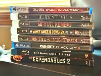 PS5, PS4, PS3 games & BluRay (modern warfare, RE6, mortal kombat, etc)