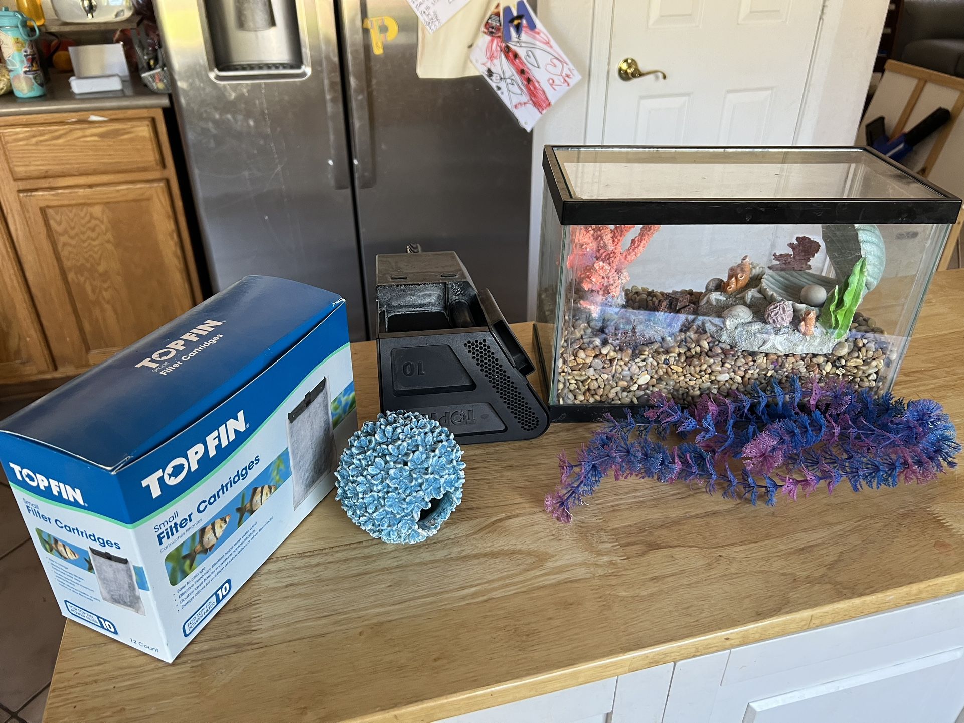 Aquarium Starter Kit – Tank, Auto-feeder, Filter, Decor, Gravel,