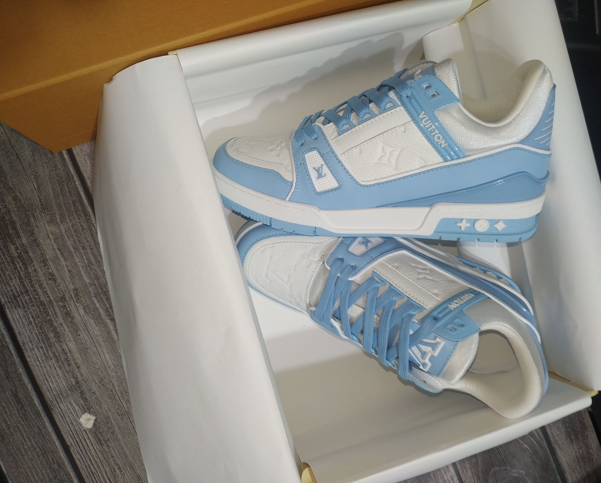 New Authentic Louis Vuitton Trainer #54 Graphic Print Blue/White Sneakers  (Euro 44/Men's 10-11) for Sale in Valley Stream, NY - OfferUp