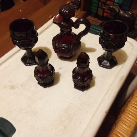 Antique Avon Ruby Red Cape Cod Set