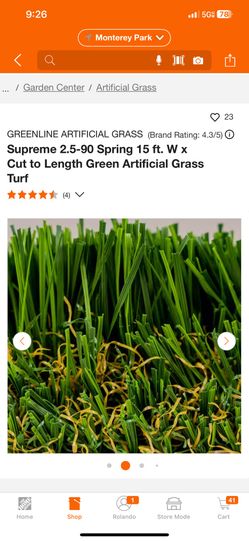 GREENLINE ARTIFICIAL GRASS (Brand Rating: 4.3/5) © Supreme 2.5-90 Spring 15 ft. W x Cut to Length Green Artificial Grass Turf