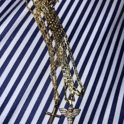 2 Gold Chains And 2 Gold Pendants Real Gold