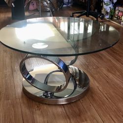 Modern Glass Coffee Table with Chrome Base
