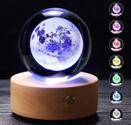 🌙 3D Crystal Moon Ball LED Night Light ✨