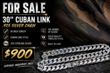 30" Cuban Link .925 Sterling Silver Chain