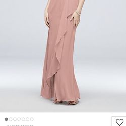 One-Shoulder Chiffon Bridesmaid Dress with Cascade-Pink ballet