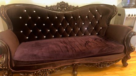 FULL 3 PIECE SET vintage Victorian style mahogany couches all pieces included