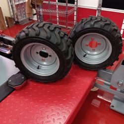 Like-New R4 Tire Set for Sub-Compact Tractor - Fits 1 Series - Fronts on Rims