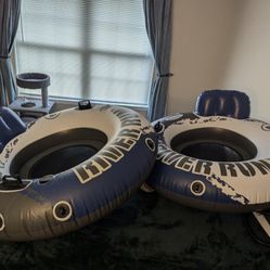 2 x Water Tubes, Plus Air Pump, Intex River Run Inflatable Water Floating Tubes