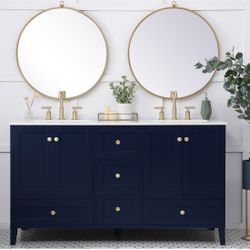 Moro 60" Double Sink Vanity Overall Dimensions  60" w x 22" d x 34" h 