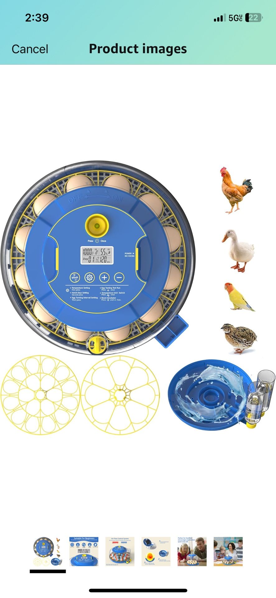 Incubators for Hatching Eggs,18 Egg Incubator with Automatic Egg Turning and Humidity Control,Chicken Ducks Goose Quail Incubator for Farm Lab Home by