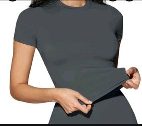 Grey Basic Fitted Top