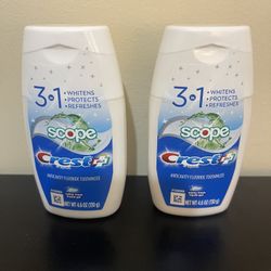2Pack Crest Complete Multi-Benefit Tartar Control Whitening + Scope Toothpaste Liquid Gel Minty Fresh - 4.6 oz
