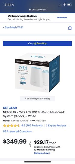 NETGEAR Orbi AC2200 Tri-Band Mesh Wi-Fi System (3-pack) - White