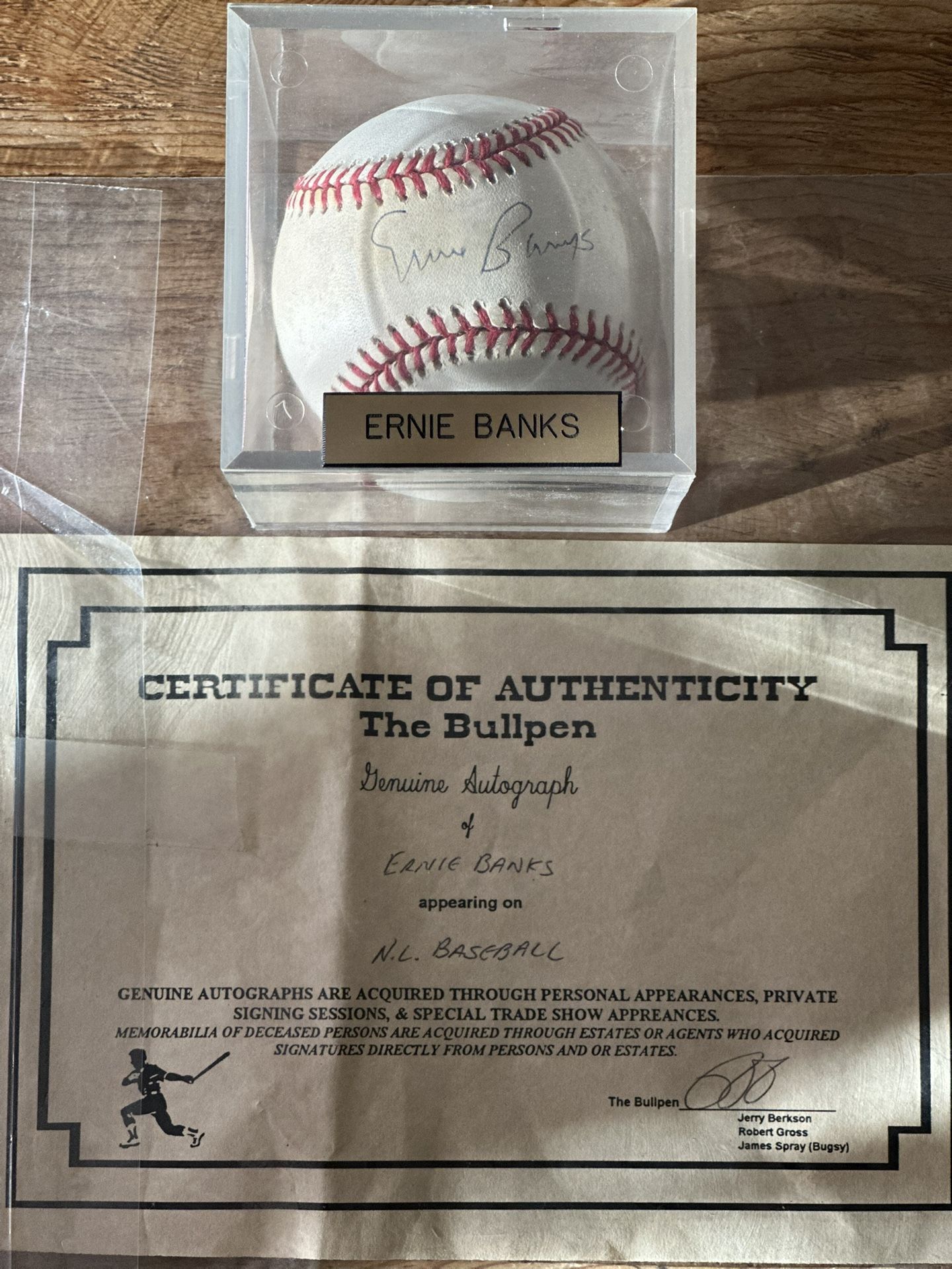 Authentic Autographed Baseball By Ernie Banks