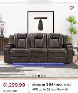Lamica 83.4'' W Breathable Leather Power Reclining Sofa