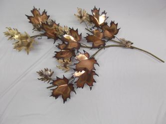 C JERE Maple leaf branch wall art copper brass vintage
