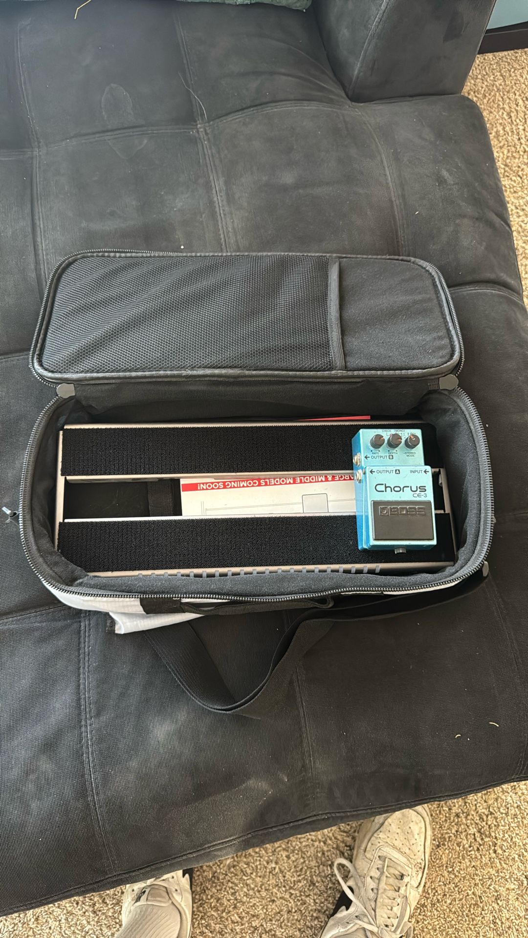 pedal board and vintage chorus pedal