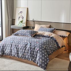 4Pcs,Queen bedding Set (1Duvet Cover 1 Flat Sheet and 2 Pillowcase) 800 TC 100% cotton balls