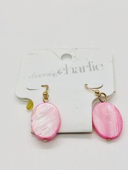 NWT Charming Charlie earrings in gold tone and dark pink