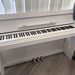 Yamaha Arius Series Slim Digital Upright Piano, Grand Sound, Compact Weighted Keyboard, White (YDPS54)