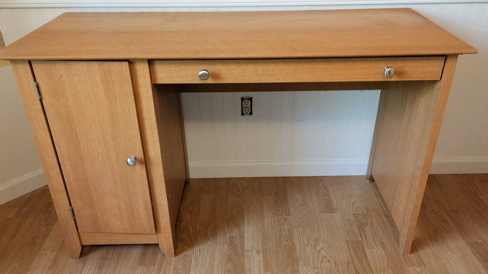 Wood Desk with Storage Cabinet and Drawer