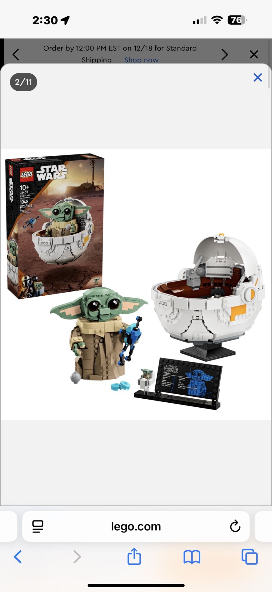 Grogu W/hover Lego Set