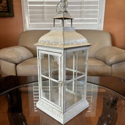 Vintage-Style White Lantern – Perfect for Candles or Décor