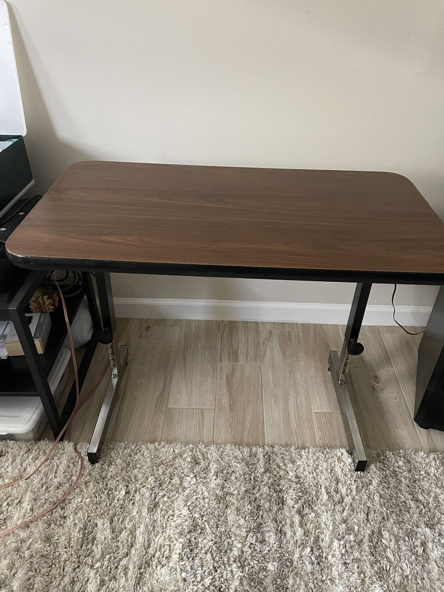 Adapta Desk - Height Adjustable Desk - 23"-33.5" - All-Purpose Standing Table for Home Office, Art, and More - Black/Walnut