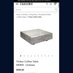 A Gallerie Coffee Table Gray 