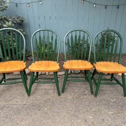 Set Of 4 Windsor-Style Wood Dining Chairs