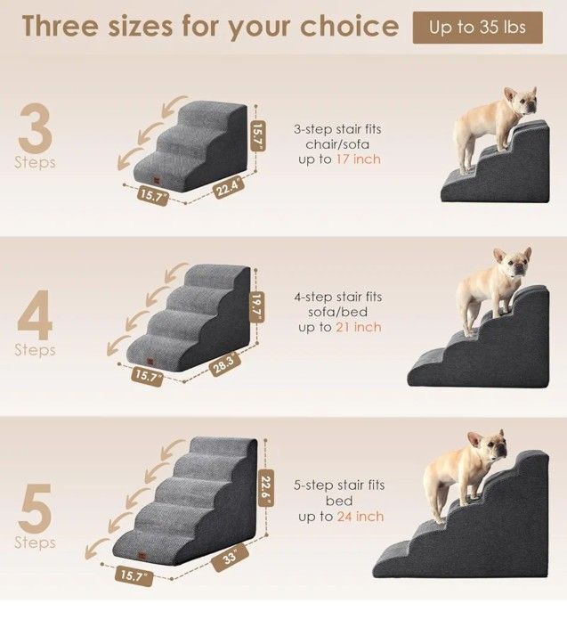 Dog Stairs 4 Steps for Small Dogs and Cats to Get on High Beds, Couch or Car, Pets Can Climb, Sit, Lie Down or Perch to Look Out Windows on The Splice