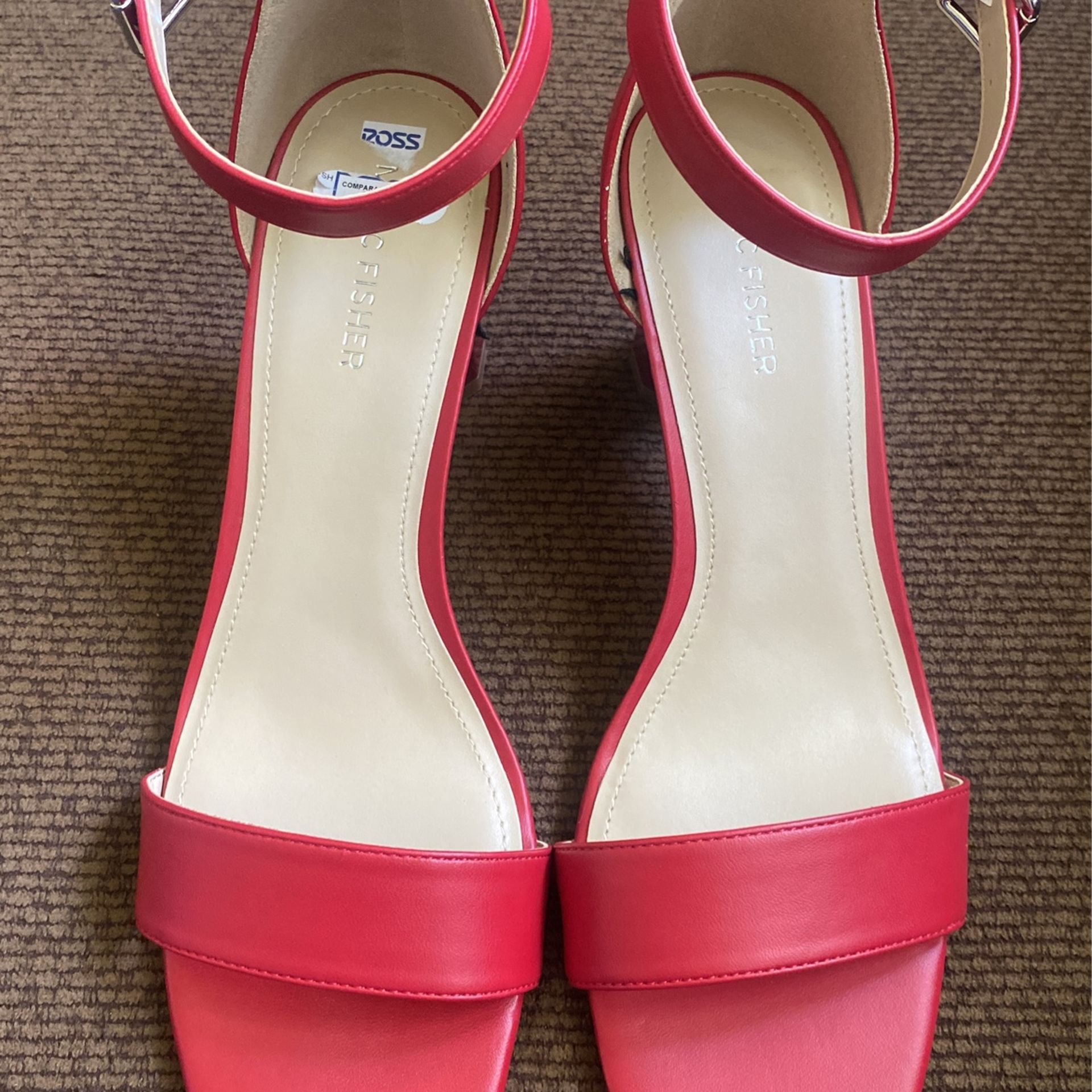New, Red Sandal Heel 8 1/2