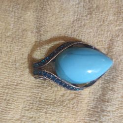 Turquoise Teardrop Rock Uncased I'm Turquoise Rhinestones Pendant