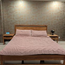 Crate and Barrel Linea King Bed and Matching Nightstands