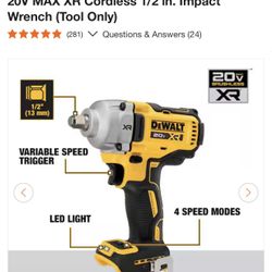  New DeWalt impact drill 20V MAX XR Cordless 1/2 in. Impact Wrench