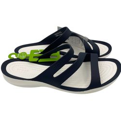 Crocs swiftwater navy/white slide sandals women’s Size 8W