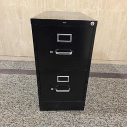 two-drawer vertical metal filing cabinet. 15x26x29