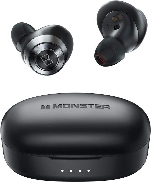 Monster Wireless Earbuds,Super Fast Charge,Bluetooth 5.0 in-Ear Stereo Headphones with USB-C Charging Case,Built-in Mic for Clear Calls,Water Resist